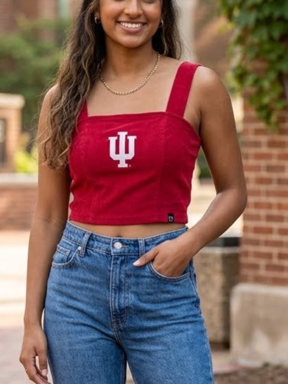 HYPE AND VICE Indiana University Red Cropped Tank Top xs